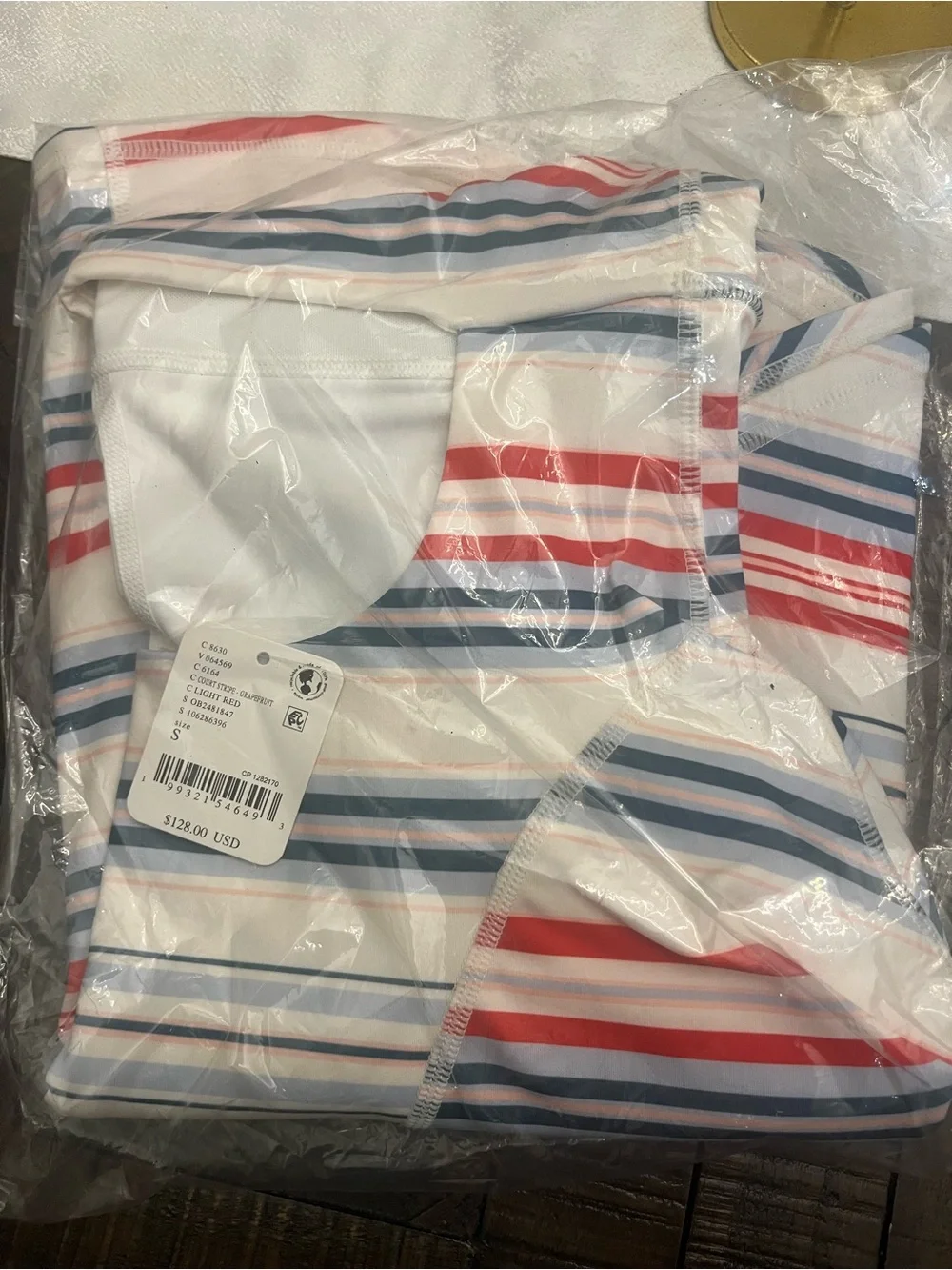 Free People White Dress with Red and Blue Stripes